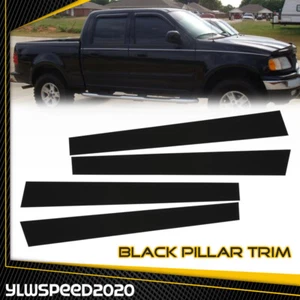 Juego de 4 piezas de molduras de puerta de poste de pilar negro aptas para Ford F150 1997-03 Super Cab/Crew Cab - Imagen 1 de 9