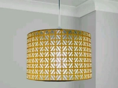 Вырез 30 см подвесной свет потолочный абажур желтый горчичная охра ткань барабан. - Изображение 1 из 2