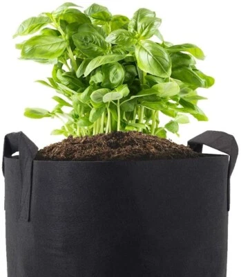 Paquete de 5 macetas de cultivo de tela aireación redonda bolsa de crecimiento superior de plantas *5 galones* Foto 1 de 4