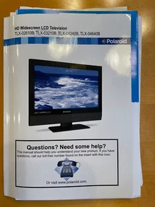 Polaroid HD Widescreen LCD TLX-026/032/042/046 Television Owners Manual - Picture 1 of 4