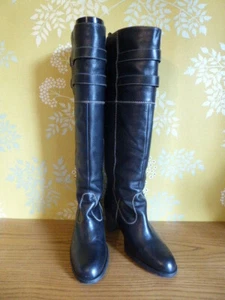 COSMO PARIS Reiterstiefel Leder schwarz eckiger Absatz Gr. 39 TOP ZUSTAND  - Bild 1 von 11