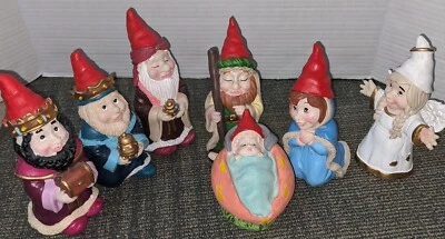 Belén Gnomo Navidad Set 7 Figuras Interior 6" Alto Navidad Seta Jesús Foto 1 de 4