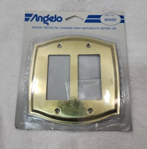 Vintage Angelo Solid Brass Decorator Wall plate Double Rocker Switch Cover - Picture 1 of 2