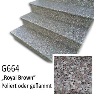 Treppenstufe "Royal Brown" Granit poliert oder geflammt 100/120/150/180x33x3cm