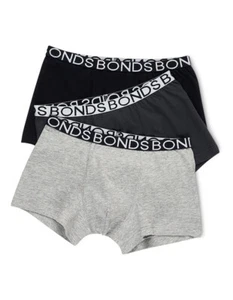 Bonds Boys Kids 3 Pack Cotton Trunks Underwear sizes 4 6 8 Colour Black Grey - Picture 1 of 2