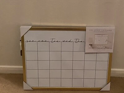 Dry Erase Calender Gold Border with Marker. Weekly Planner. Sheffield Home. - Image 1 of 4