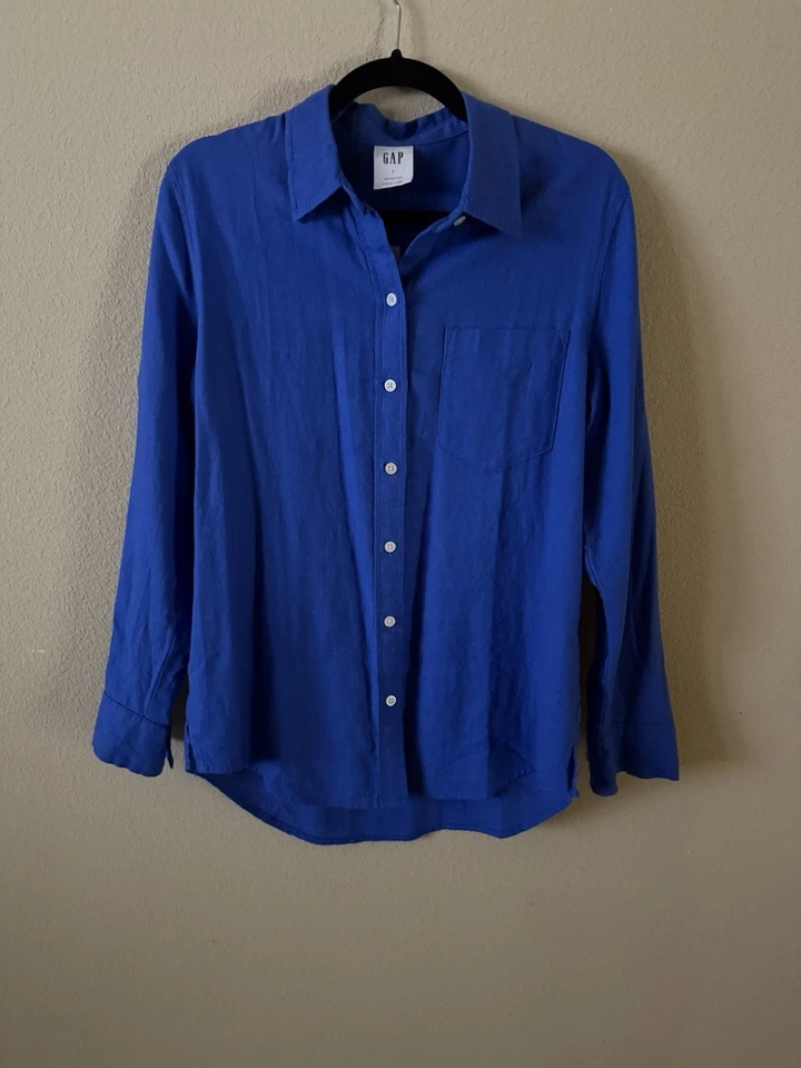 GAP钴蓝色女式纽扣领衬衫 — 第 1/4 张图片