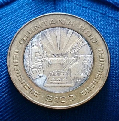 Mexico 2007 $100 Pesos Quintana Roo Silver Center Mexican Coin - Image 1 of 2