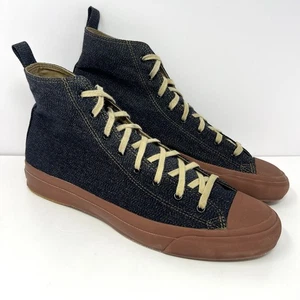 The Hill-Side Men’s Heavyweight Covert Twill High Top Retro Sneaker Sz 11 Blue - Picture 1 of 9