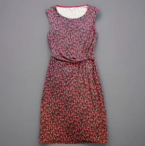 BODEN Kleid Damen Größe 8 Dunkelrosa Grau Print Ärmellos Kunst Seitenknoten Etui - Bild 1 von 8
