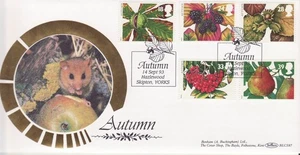 GB Stamps First Day Cover Four Seasons - Autumn, fruit, conker, mice BENHAM 1993 - Picture 1 of 1