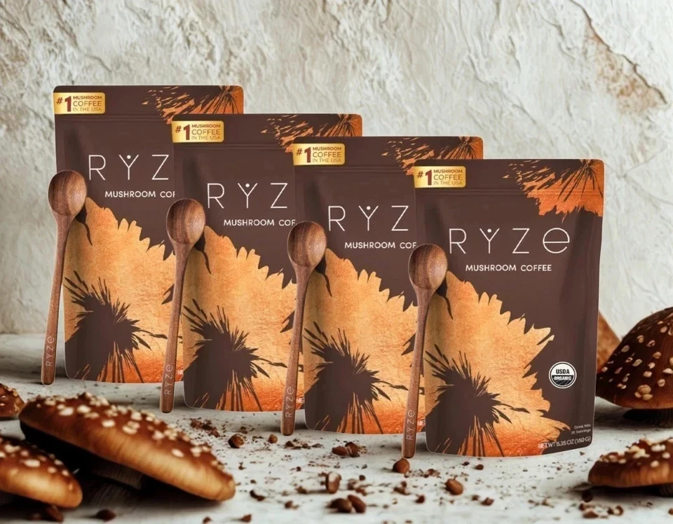 (Pack de 4) Café Orgánico RYSE Champiñones * 30 Porciones Por Paquete - Envío Gratis Foto 1 de 1