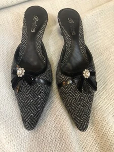 Brighton Herringbone Tweed Heeled Mule Women's Size 7.5 - Picture 1 of 3