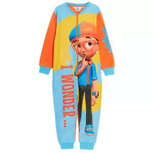Kids Blippi All In One Boys Girls Fleece Pyjamas Matching Unisex Soft Warm PJs - Picture 1 of 19