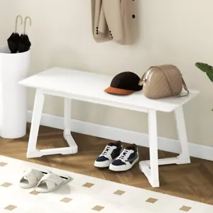 42" Modern Entryway Bench Long Dining Bed-End Bench Furniture W/ Rubberwood Legs - Picture 1 of 15