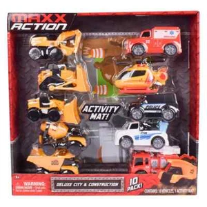 Maxx Action Play Deluxe City & Construction/10 Pack Set w/Mat - Picture 1 of 4