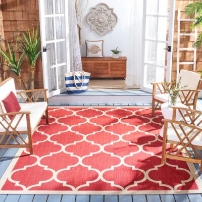 SAFAVIEH Outdoor CY6914-248 Courtyard Collection Red / Bone Rug - Image 1 of 4