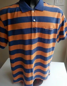 J. Camisa Polo Crew 100% Algodón SS Rayas Azul/Melocotón Talla XL - Imagen 1 de 4