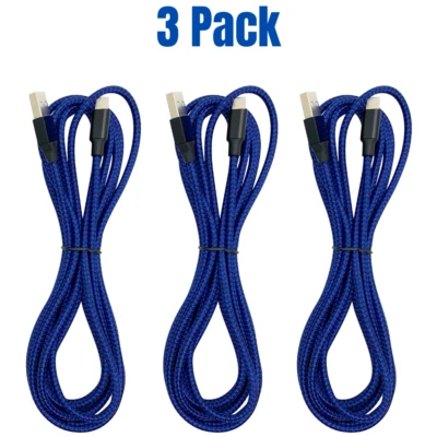 Paquete de 3 cables de carga rápida USB de 10 pies cable de sincronización de datos de carga para iPhone iPad iPod Foto 1 de 4