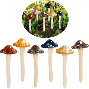 Garden Decor Mushrooms, Ceramic Mushroom for Garden Fairy Yard Decoration DIY Or - Picture 1 of 7