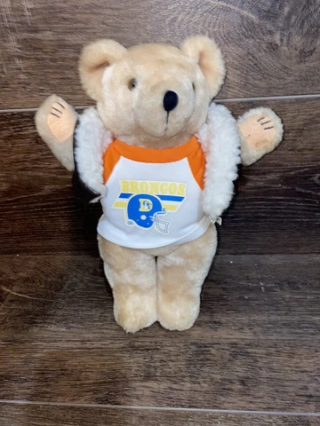 Vintage Trudy Denver Broncos Teddy Bear Plush NFL Bomber Jacket T Shirt Old Logo Cover