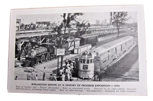 CHICAGO WORLD'S FAIR POSTCARD Burlington Route Zephyr 1934 - Picture 1 of 2