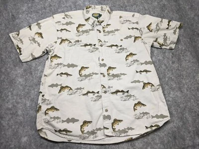 Cabelas Outdoor Gear Fish Print size Large Short Sleeve Button Up L - Image 1 of 4