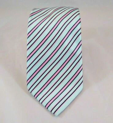 Corbata Rosa Cian Rayas Negras Seda Italiana Hecha en Italia Corbata a Rayas Foto 1 de 4
