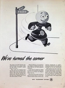 VINTAGE 1940s Print Ad ~ Bell Telephone System ~ We've turned the corner (WW II) - Picture 1 of 1