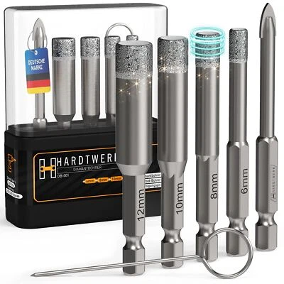 Kit de forets diamantés pour carrelage 5 6 8 10 mm Foret diamant et forets en... - Photo 1/4