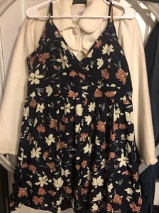 Unbranded Flower Dress Navy Blue Size Large - Picture 1 of 4