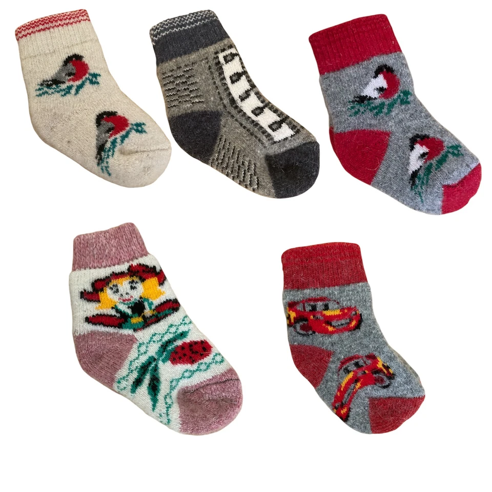 Calcetines Lana Hechos a Mano Invierno 1-2T Tejido Suave Cálido Natural Niño Pequeño Niños Navidad Foto 1 de 1