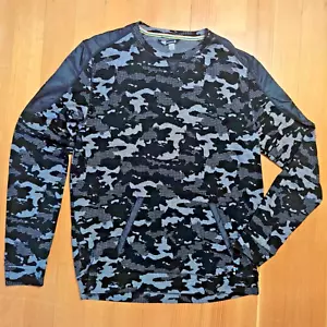 Smartwool Urban Upslope Black Camo Crew Sweater Merino Blend Pocket Men's Large - Picture 1 of 12