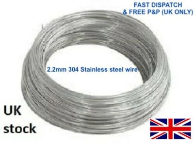 Wire diam 2.2mm 304 Stainless steel wire DIY/CRAFTS/Garden & more Select length - Image 1 of 4