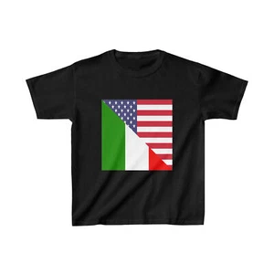 Kids Italian American Flag Italy Italiano USA T-Shirt | Unisex Tee Shirt - Picture 1 of 3