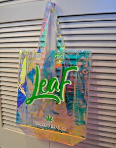 Tote Shopping Iridescent Rainbow Tote Bag Pvc Leaf 420 Dispensary California USA - Picture 1 of 6