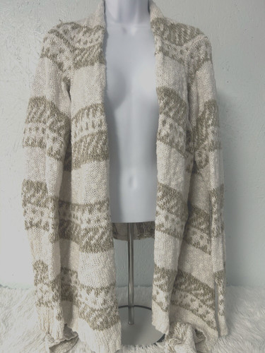 OFF WHITE Cardigan Maurices bianco sporco kaki marrone maglione giacca XXL scrollato argento metallizzato