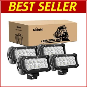 High Intensity 36W LED Flood Lights - 4PCS Bright Horizontal Bar for Vehicles - Picture 1 of 11