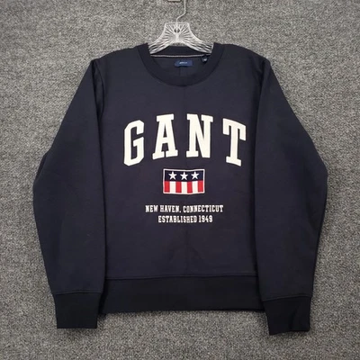 Gant 卫衣男式 M 中号蓝色长袖 New Haven Connecticut 套衫 — 第 1/4 张图片