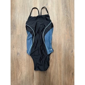 Costume intero Speedo PowerFlex Eco nero e blu taglia 8/34 donna - Foto 1 di 6