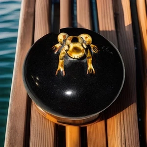 Vtg Maitland Smith Round Frog Hand painted Trinket Dish! Beautiful! 4” X 3” Tall - Picture 1 of 4