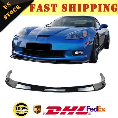 Divisor de labios parachoques delantero negro brillante estilo 05-13 ZR1 modelo base Corvette C6 Foto 1 de 4