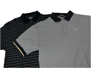 ASHWORTH Set of 2 Golf Polo Shirt Short Sleeve Striped Men's Size Large - Picture 1 of 18