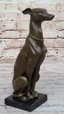 Galgo Whippet Perro Estatua Animal Escultura 100% Bronce Puro Figura Obra de Arte Foto 1 de 4