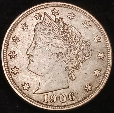 1906 Liberty "V" Nickel 5 Five Cents!~High Grade~AU Cover