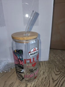 Tumbler Nurse Cups Glass With Bamboo Lids Lot Of 8 Nurse I'll Be There For You - Picture 1 of 6