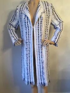 Nuevo con etiquetas St John Tejido Talla 10 Blanco y Azul Brillante Topper Tweed - Imagen 1 de 8