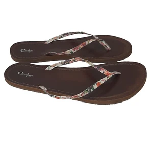 Summer Flip Flop Curfew Thong Sandal Flower Flat USW 10 - Picture 1 of 10
