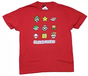 Super Mario Brothers Mens T-Shirt - 9 Heads and Images - Picture 1 of 1
