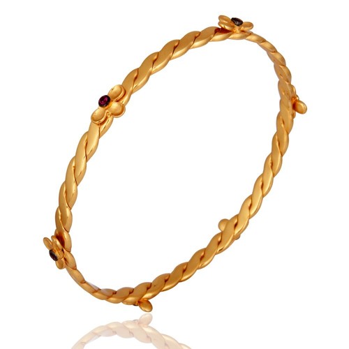 VALENTINO Bracciale in corda attorcigliata fatto a mano in oro placcato con zircone rosso regalo per donna